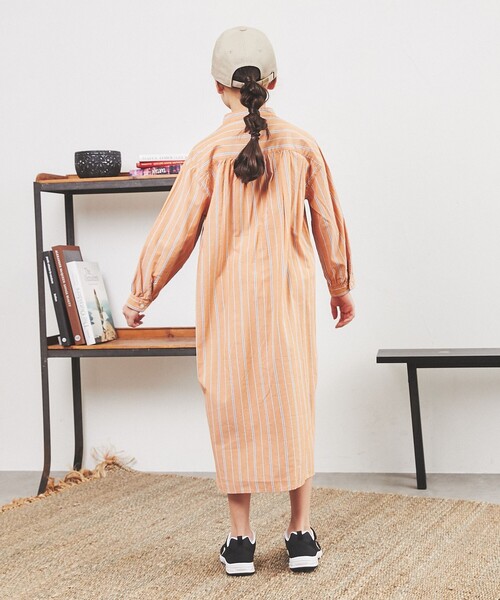 coen（コーエン）の「バンドカラーシャツワンピース（シャツワンピース・キッズ・オレンジ/ケリー・140/130/110/150/120/100）」の10枚目の写真
