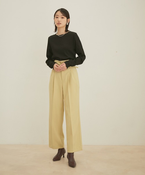 VIS(ビス)の「【洗える】膨れシャーリング調ギャザースリーブトップス(Tシャツ/カットソー・レディース・ブラック/ダークブラウン/ミント/キナリ・FREE)」の18枚目の写真