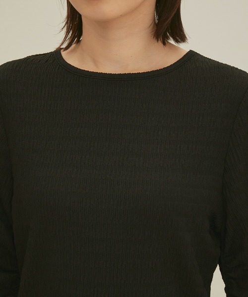 VIS(ビス)の「【洗える】膨れシャーリング調ギャザースリーブトップス(Tシャツ/カットソー・レディース・ブラック/ダークブラウン/ミント/キナリ・FREE)」の16枚目の写真