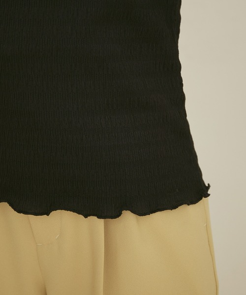 VIS(ビス)の「【洗える】膨れシャーリング調ギャザースリーブトップス(Tシャツ/カットソー・レディース・ブラック/ダークブラウン/ミント/キナリ・FREE)」の12枚目の写真