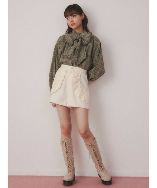 merry jenny(メリージェニー)の「チェックタイリボンブラウス(シャツ/ブラウス・レディース・グリーン/ベージュ/ブラック・FREE)」の5枚目の写真