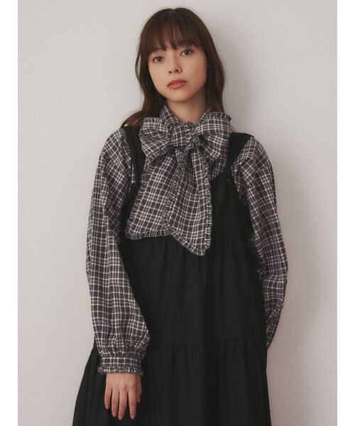 merry jenny(メリージェニー)の「チェックタイリボンブラウス(シャツ/ブラウス・レディース・グリーン/ベージュ/ブラック・FREE)」の12枚目の写真