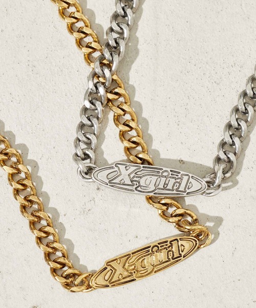 X-girl(エックスガール)の「OVAL LOGO NECKLACE(ネックレス・レディース・シルバー/ゴールド・ONE SIZE)」の5枚目の写真