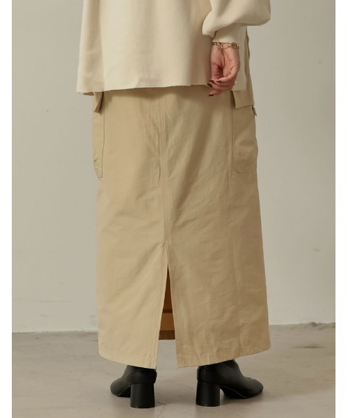 [低身長サイズ有]ナイロンウエストドロストカーゴスカート