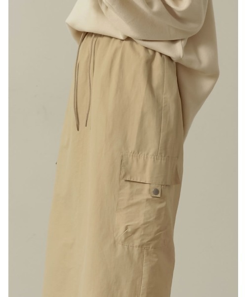[低身長サイズ有]ナイロンウエストドロストカーゴスカート