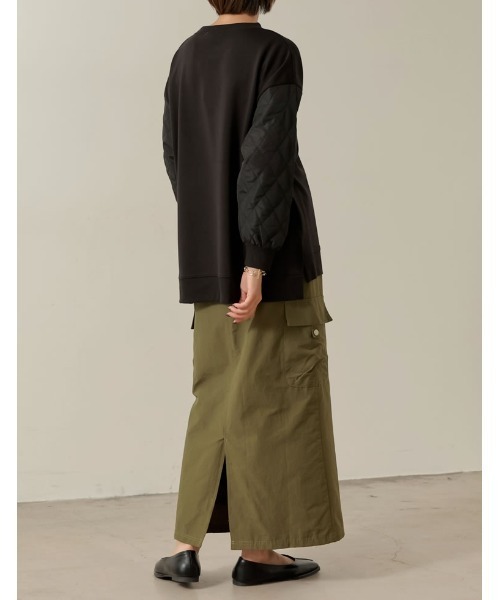 [低身長サイズ有]ナイロンウエストドロストカーゴスカート