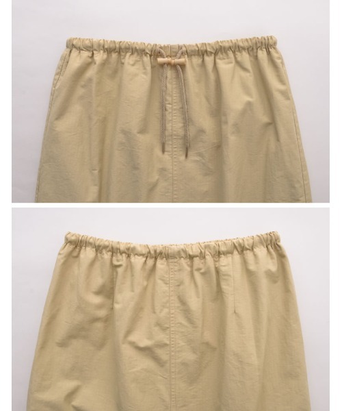 [低身長サイズ有]ナイロンウエストドロストカーゴスカート