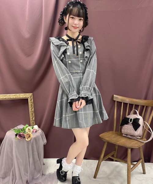 チョーカーリボンクロスベルトワンピース