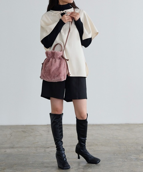 KOBE LETTUCE(コウベレタス)の「2wayファー巾着ミニバッグ(ショルダーバッグ・レディース・ピンク系/ブラウン系その他/アイボリー/モカ/レオパード/ブラウン系その他2/グリーン系/グレー・FREE)」の19枚目の写真