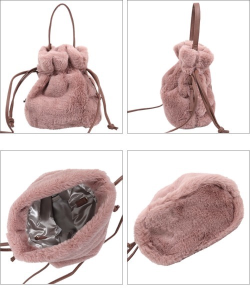 KOBE LETTUCE(コウベレタス)の「2wayファー巾着ミニバッグ(ショルダーバッグ・レディース・ピンク系/ブラウン系その他/アイボリー/モカ/レオパード/ブラウン系その他2/グリーン系/グレー・FREE)」の20枚目の写真