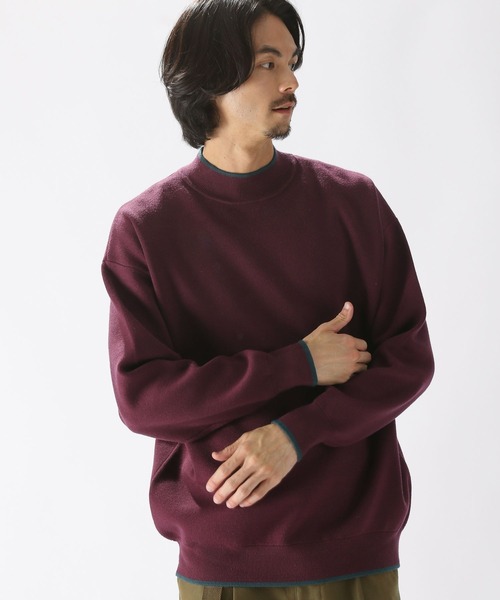 ニコアンド　B with M セーター ニコアンド】オーバーサイズバイカラーニット M ブラック ネイビー