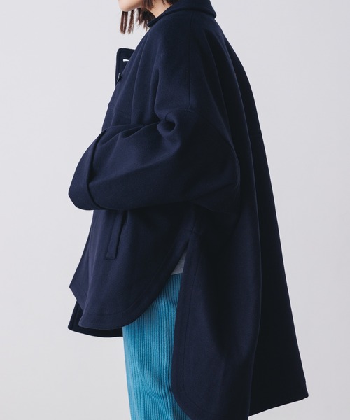 LIMI feu ロングコート　変形　ウール　ネイビー　ポンチョ型　モモンガ LIMI feu ロングコート 変形 ウール ネイビー ポンチョ型 モモンガ