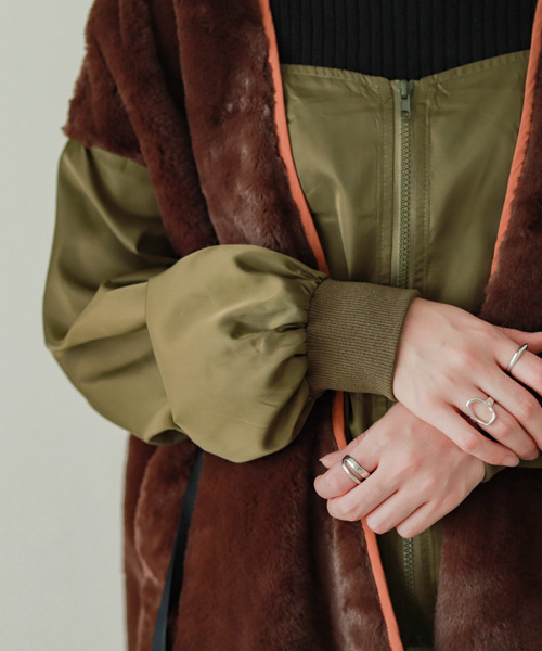 La-gemme（ラジェム）の「異素材切り替えファージャケット（その他アウター・レディース・ブラック/カーキ/ブラウン・フリー）」の5枚目の写真