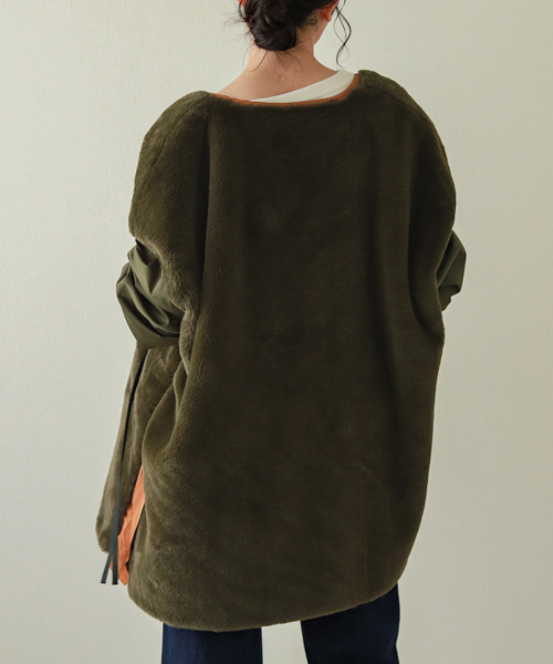 La-gemme（ラジェム）の「異素材切り替えファージャケット（その他アウター・レディース・ブラック/カーキ/ブラウン・フリー）」の18枚目の写真