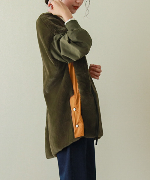 La-gemme（ラジェム）の「異素材切り替えファージャケット（その他アウター・レディース・ブラック/カーキ/ブラウン・フリー）」の14枚目の写真
