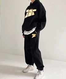 Dalfwin | 2023AW 秋冬新作 韓国ファッション スウェット セット レディース【上下セット】Michiganロゴセットアップ パーカー スウェットパンツ トレーナー スウェットパンツ ジャージ(ルームウェア/パジャマ)