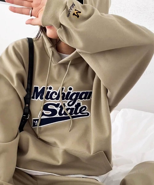 Dalfwin(ダールフィン)の「2023AW 秋冬新作 韓国ファッション スウェット セット レディース【上下セット】Michiganロゴセットアップ パーカー スウェットパンツ トレーナー スウェットパンツ ジャージ(ルームウェア/パジャマ・レディース・ブラック/グリーン/グレー・FREE)」の16枚目の写真