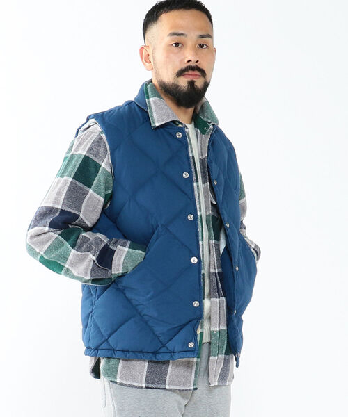REMI RELIEF(レミレリーフ)の「REMI RELIEF × BEAMS PLUS / 別注 Down Vest(ベスト・メンズ・ブルー/オレンジ・SMALL/MEDIUM/LARGE/X-LARGE)」の6枚目の写真
