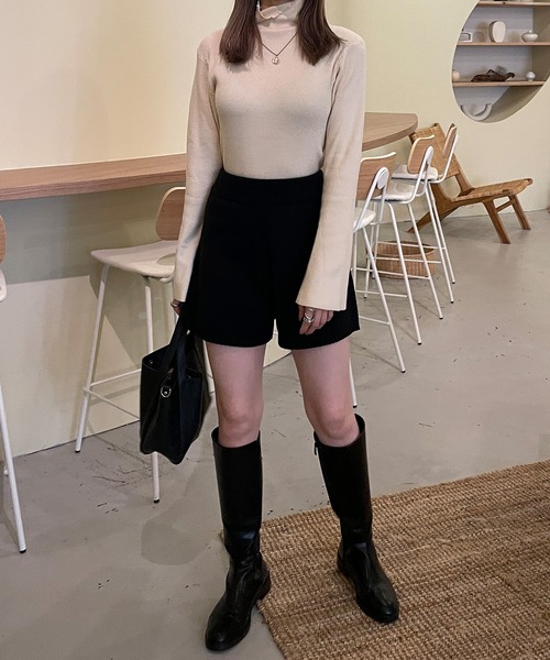 LE MORE（リモア）の「ニットショートパンツ（その他パンツ・レディース・アイボリー/ブラック/ベージュ・FREE）」の12枚目の写真