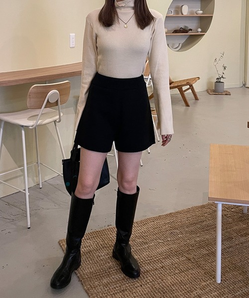 LE MORE（リモア）の「ニットショートパンツ（その他パンツ・レディース・アイボリー/ブラック/ベージュ・FREE）」の7枚目の写真