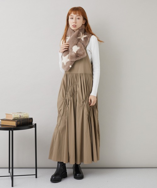 CLOCHE（クロシェ）の「cloche ナイロンギャザーキャミワンピ（ジャンパースカート・レディース・ブラック/ベージュ・FREE）」の21枚目の写真