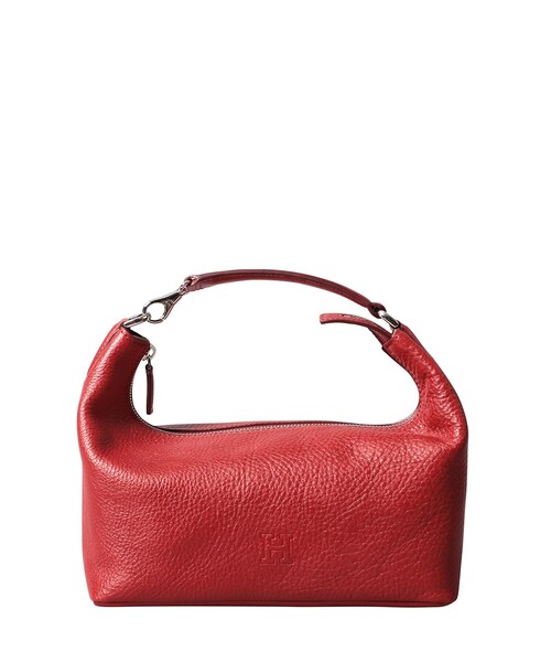 ヒロフ ピンク レザーハンドバッグ HIROFU / ヒロフ 牛革 シボ革 シュリンクレザー 肩掛け ワン