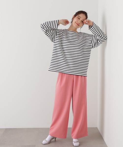 N.（N. Natural Beauty Basic）（エヌエヌナチュラルビューティーベーシック）の「◆バスクボーダーロンＴ（Tシャツ/カットソー・レディース・グリーン系その他/ホワイト系その他/ホワイト系その他2・MEDIUM）」の13枚目の写真