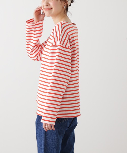 N.（N. Natural Beauty Basic）（エヌエヌナチュラルビューティーベーシック）の「◆バスクボーダーロンＴ（Tシャツ/カットソー・レディース・グリーン系その他/ホワイト系その他/ホワイト系その他2・MEDIUM）」の7枚目の写真