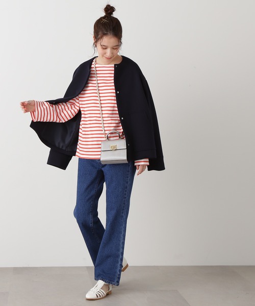 N.（N. Natural Beauty Basic）（エヌエヌナチュラルビューティーベーシック）の「◆バスクボーダーロンＴ（Tシャツ/カットソー・レディース・グリーン系その他/ホワイト系その他/ホワイト系その他2・MEDIUM）」の5枚目の写真