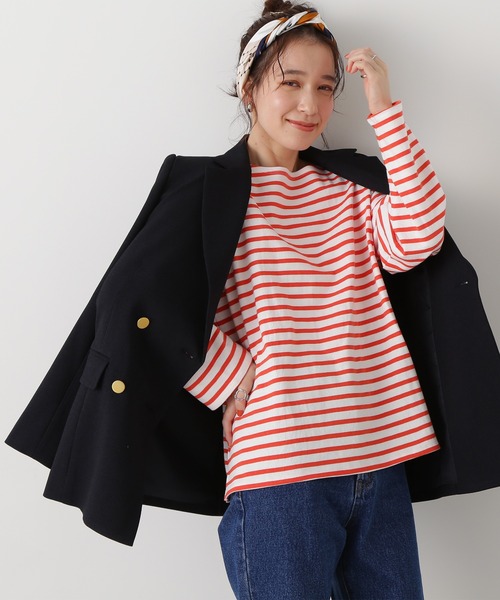 N.（N. Natural Beauty Basic）（エヌエヌナチュラルビューティーベーシック）の「◆バスクボーダーロンＴ（Tシャツ/カットソー・レディース・グリーン系その他/ホワイト系その他/ホワイト系その他2・MEDIUM）」の10枚目の写真