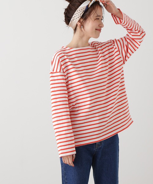 N.（N. Natural Beauty Basic）（エヌエヌナチュラルビューティーベーシック）の「◆バスクボーダーロンＴ（Tシャツ/カットソー・レディース・グリーン系その他/ホワイト系その他/ホワイト系その他2・MEDIUM）」の15枚目の写真