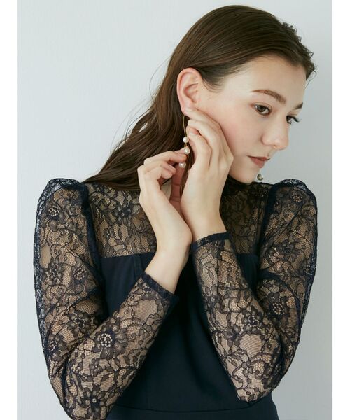 LAGUNAMOON（ラグナムーン）の「【WEB限定】LADYスリーブレースカッティングドレス（ドレス・レディース・ブラック/ネイビー・SMALL/MEDIUM）」の3枚目の写真