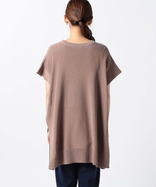 Grand PARK（グランドパーク）の「リネンライク　アゼ編みポンチョベスト（ベスト・レディース・ベージュ/ネイビー/クリーム・FREE）」の7枚目の写真