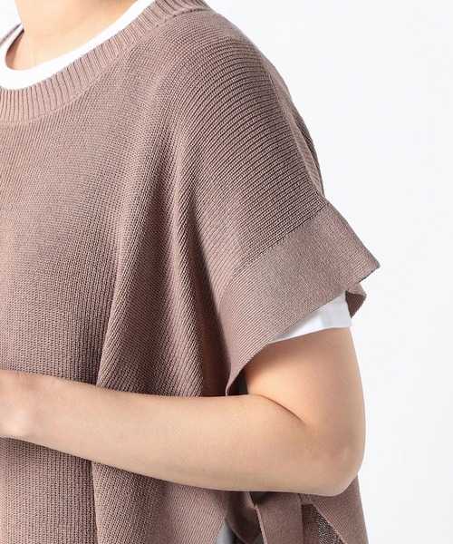 Grand PARK（グランドパーク）の「リネンライク　アゼ編みポンチョベスト（ベスト・レディース・ベージュ/ネイビー/クリーム・FREE）」の10枚目の写真