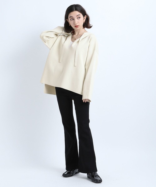 eL（エル）の「【eL】Loose knit Hoodie/184755（ニット/セーター・レディース・ブラック/アイボリー/グレイッシュベージュ・FREE）」の16枚目の写真