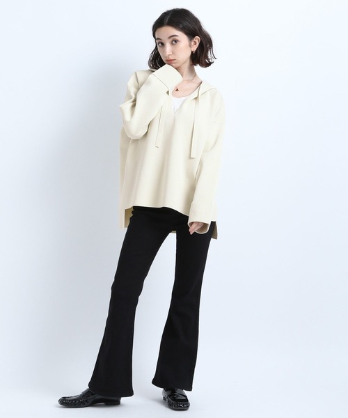 eL（エル）の「【eL】Loose knit Hoodie/184755（ニット/セーター・レディース・ブラック/アイボリー/グレイッシュベージュ・FREE）」の22枚目の写真