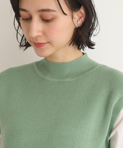 SHOO・LA・RUE（シューラルー）の「◆ニット×布帛ドッキングプルオーバー（Tシャツ/カットソー・レディース・グリーン/ライトベージュ/ブラック・00）」の7枚目の写真