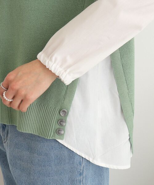 SHOO・LA・RUE（シューラルー）の「◆ニット×布帛ドッキングプルオーバー（Tシャツ/カットソー・レディース・グリーン/ライトベージュ/ブラック・00）」の8枚目の写真