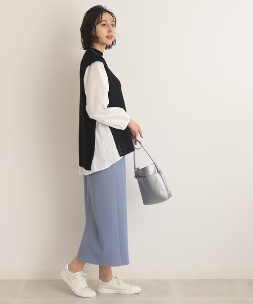 SHOO・LA・RUE（シューラルー）の「◆ニット×布帛ドッキングプルオーバー（Tシャツ/カットソー・レディース・グリーン/ライトベージュ/ブラック・00）」の14枚目の写真