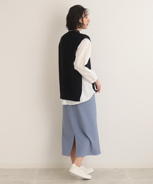 SHOO・LA・RUE（シューラルー）の「◆ニット×布帛ドッキングプルオーバー（Tシャツ/カットソー・レディース・グリーン/ライトベージュ/ブラック・00）」の15枚目の写真