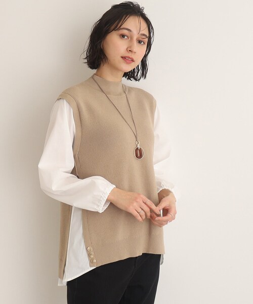 SHOO・LA・RUE（シューラルー）の「◆ニット×布帛ドッキングプルオーバー（Tシャツ/カットソー・レディース・グリーン/ライトベージュ/ブラック・00）」の17枚目の写真