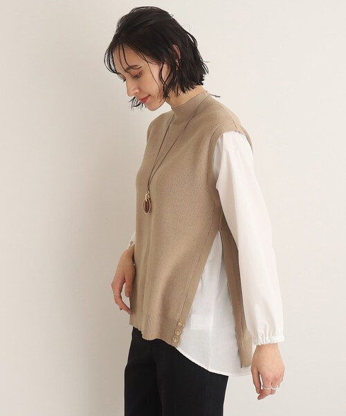 SHOO・LA・RUE（シューラルー）の「◆ニット×布帛ドッキングプルオーバー（Tシャツ/カットソー・レディース・グリーン/ライトベージュ/ブラック・00）」の18枚目の写真