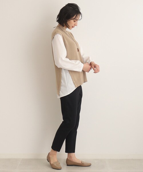 SHOO・LA・RUE（シューラルー）の「◆ニット×布帛ドッキングプルオーバー（Tシャツ/カットソー・レディース・グリーン/ライトベージュ/ブラック・00）」の20枚目の写真