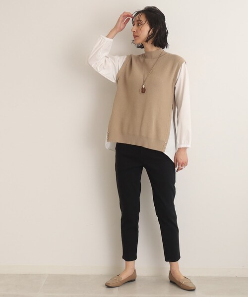 SHOO・LA・RUE（シューラルー）の「◆ニット×布帛ドッキングプルオーバー（Tシャツ/カットソー・レディース・グリーン/ライトベージュ/ブラック・00）」の22枚目の写真