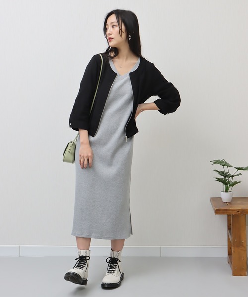 libelle more(リベル モア)の「シアーノーカラーブルゾン(ノーカラージャケット・レディース・ライトカーキ/イエロー/ブラック/オフホワイト・M/L)」の5枚目の写真