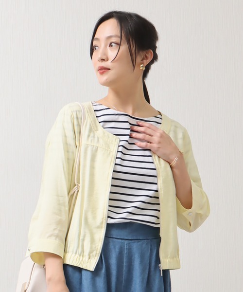 libelle more(リベル モア)の「シアーノーカラーブルゾン(ノーカラージャケット・レディース・ライトカーキ/イエロー/ブラック/オフホワイト・M/L)」の16枚目の写真
