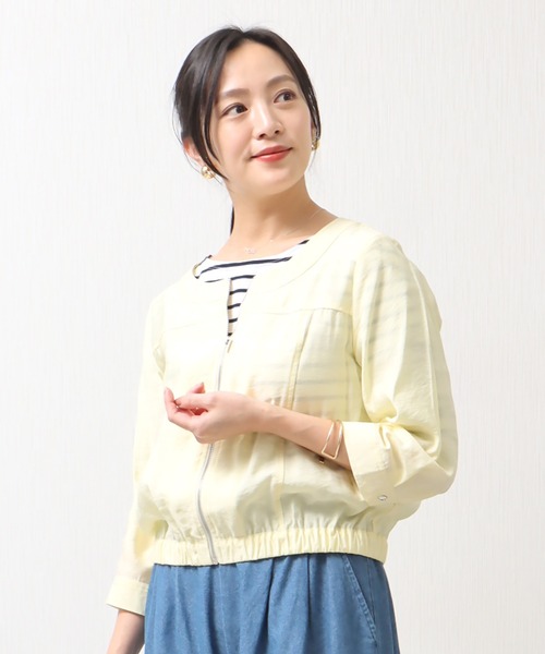 libelle more(リベル モア)の「シアーノーカラーブルゾン(ノーカラージャケット・レディース・ライトカーキ/イエロー/ブラック/オフホワイト・M/L)」の21枚目の写真