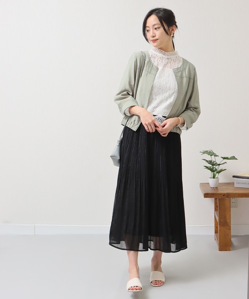 libelle more(リベル モア)の「シアーノーカラーブルゾン(ノーカラージャケット・レディース・ライトカーキ/イエロー/ブラック/オフホワイト・M/L)」の7枚目の写真
