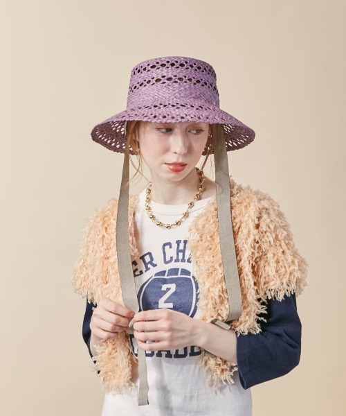 kaorinomori（カオリノモリ）の「kaorinomori ティーハット（ハット・レディース・ライトパープル/ナチュラル・M/57.5cm）」の18枚目の写真