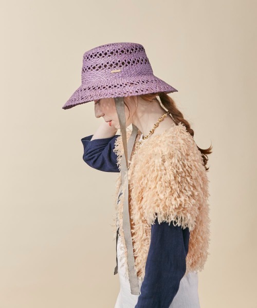 kaorinomori（カオリノモリ）の「kaorinomori ティーハット（ハット・レディース・ライトパープル/ナチュラル・M/57.5cm）」の16枚目の写真